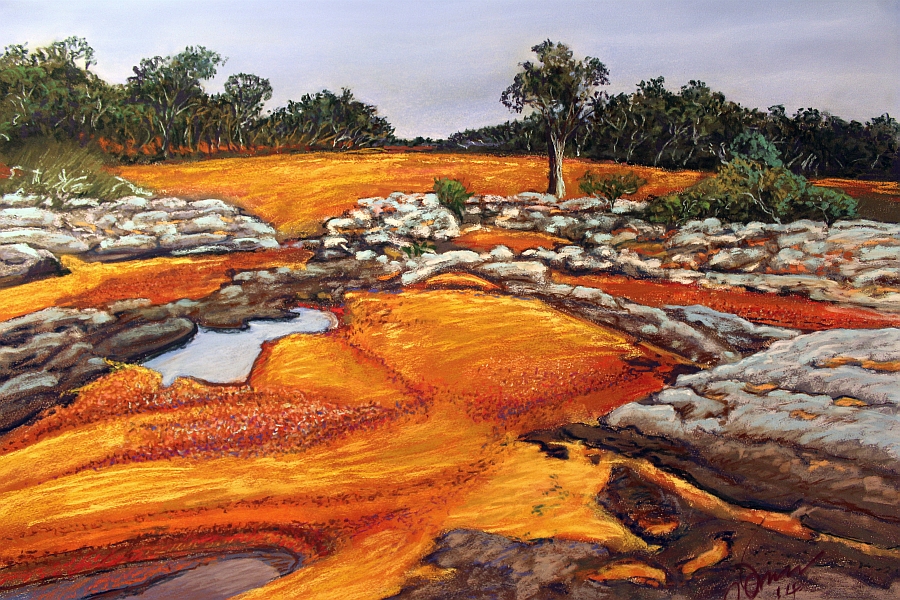 Lyon River, Gascoyne Region, Western Australia, National Parks, Pastel Artwork, Australian Art, John Darcey, Pindan, Outback.
